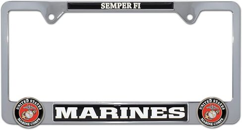 Elektroplate Officially Licensed – United States Marines USMC Crest Black All-Metal Open Corner Premium 3D License Plate Frame Tag Holder for Cars/SUVs/Trucks Weather-Proof Automotive Accessory in Saudi Arabia