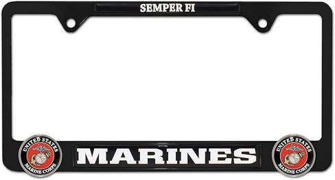 Elektroplate Officially Licensed – United States Marines USMC Crest Black All-Metal Open Corner Premium 3D License Plate Frame Tag Holder for Cars/SUVs/Trucks Weather-Proof Automotive Accessory in Saudi Arabia
