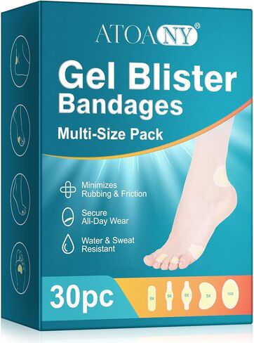 ضمادات غرواني مائي، (30 قطعة) ضمادات فقاعية للقدمين، وسادات لمنع وشفاء البثور المقاومة للماء للكعب والقدم وأصابع القدم والقدمين - عبوة متنوعة in Kuwait