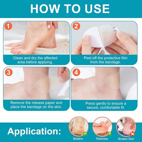 ضمادات غرواني مائي، (30 قطعة) ضمادات فقاعية للقدمين، وسادات لمنع وشفاء البثور المقاومة للماء للكعب والقدم وأصابع القدم والقدمين - عبوة متنوعة in Kuwait