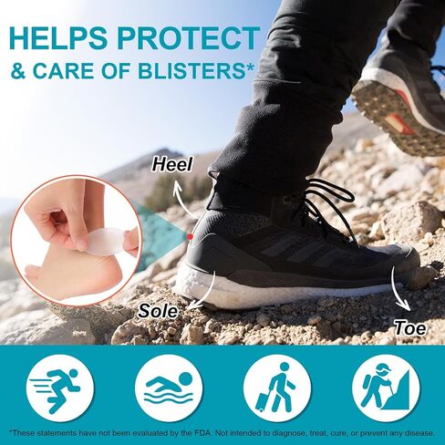 ضمادات غرواني مائي، (30 قطعة) ضمادات فقاعية للقدمين، وسادات لمنع وشفاء البثور المقاومة للماء للكعب والقدم وأصابع القدم والقدمين - عبوة متنوعة in Kuwait