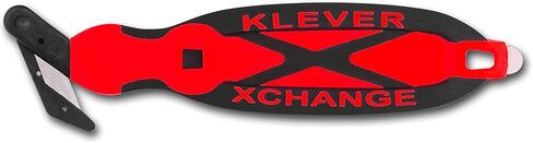 Klever XCHANGE، قاطع الصناديق، قاطع الأمان، سكين الاستخدام، سكين الأمان، رأس قابل للاستبدال مثالي لقطع الورق المقوى ذو الجدار المزدوج أو المواد السميكة الأخرى (أحمر) in Kuwait