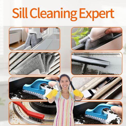مجموعة 13 قطعة من فرش تنظيف الشقوق، مجموعة فرش تنظيف أخدود النافذة، شعيرات صلبة للباب المنزلق، والعتبة، وخطوط البلاط، والمصراع، والزاوية، والجص، والحوض in Kuwait