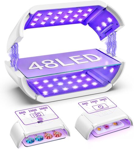 UV Light for Resin — 48W Large Magnetic 2-in-1 Split UV Curing Lamp, 360° Shadow-Free Curing, Dual 365-405nm UV, 1/3/5 Min Timer, plus 2 Trays and 2 USB Cables for Resin Molds, Nails, Jewelry & Crafts in Saudi Arabia