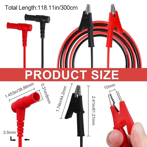 69367 Alligator Clip Test Leads for Klein Tools multimeter & Heavy-Duty Banana Plug Replacement Leads, 10-Foot in Kuwait
