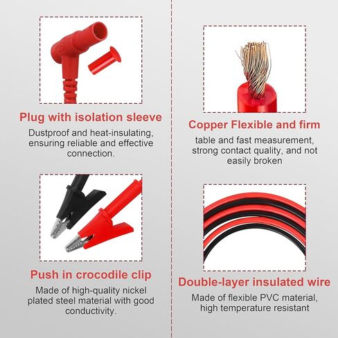 69367 Alligator Clip Test Leads for Klein Tools multimeter & Heavy-Duty Banana Plug Replacement Leads, 10-Foot in Kuwait