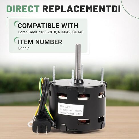 D1117 Blower Motor, Fit for Fasco Condenser Fan Motor, 1/65 HP, 1590 RPM, 3.3 Dia, 115V, D1117 Blower Fan Motor Compatible with Loren Cook 7163-7818, 615049, GC140 in Saudi Arabia