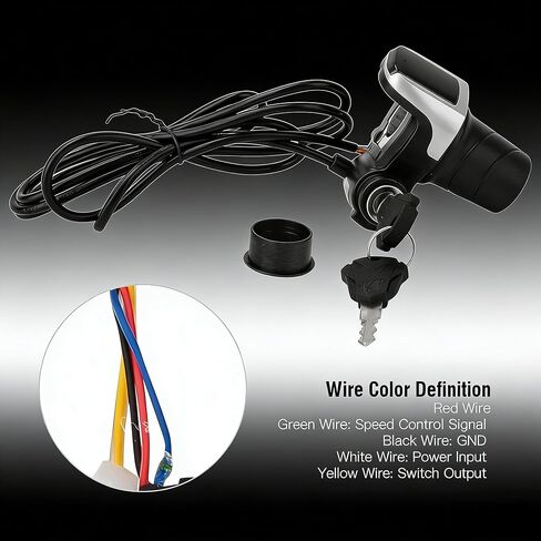 1 Pair 36v Electric Bike Throttle with LCD Display (Power Indicator), Universal 36v Half-Twist Throttle, Grip Lock Key Set Ebike Throttle for Ebike Motorcycle Scooter in Kuwait