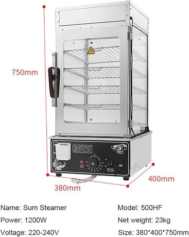 Commercial Electric Bun Steamer, Steamed Bread Buns Food Warmers, 1200W Stainless Steel 5-Layer Frame, Temperature:30~110℃, for Steaming Quick-Frozen Steamed Buns in Kuwait