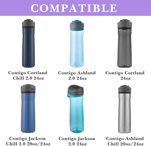 Linkidea Water Bottle Anti Spill Boot Compatible with Contigo Jackson Chill 2.0 20oz/24oz, Ashland Chill 20oz/24oz, Anti-Slip Water Bottle Bottom Sleeve Cover Protector (Violet / 2 Pack), CPS-018-08 in Saudi Arabia