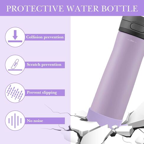 Linkidea Water Bottle Anti Spill Boot Compatible with Contigo Jackson Chill 2.0 20oz/24oz, Ashland Chill 20oz/24oz, Anti-Slip Water Bottle Bottom Sleeve Cover Protector (Violet / 2 Pack), CPS-018-08 in Saudi Arabia