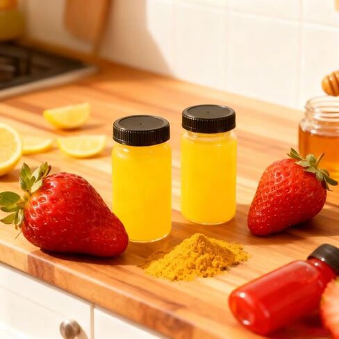 12 Pack 2 oz Glass Shot Mini Bottles with Black Lids - Reusable Leakage-Proof Small Clear Jar for Ginger, Wellness Shot, Juice, Sample, Whiskey, Essentials - Wide Mouth Containers, Dishwasher Safe in Saudi Arabia
