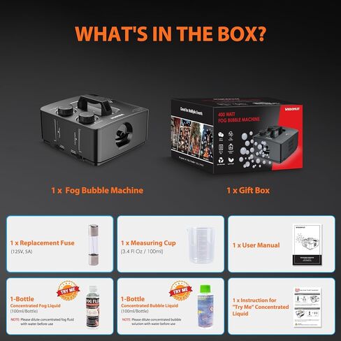 آلة فقاعات الضباب، آلة فقاعات الدخان 2 في 1، منفاخ فقاعات دخان مانع للانسكاب بقدرة 400 وات، أكثر من 8000 فقاعات ملونة/ضبابية للاستخدام الداخلي والخارجي وأعياد الميلاد وحفلات الهالوين وحفلات عيد الميلاد in Kuwait