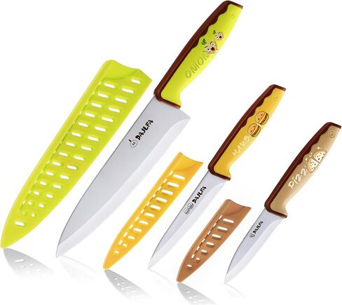 3PCS Kitchen Knives, Stainless Steel Knife Set With Sheath, 8 inch Chef, 4.5 inch Utility and 4 inch Paring Knife (Stylish Design) in Saudi Arabia