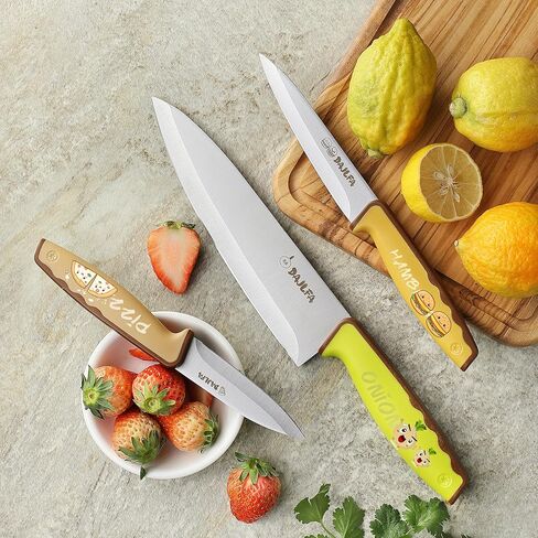 3PCS Kitchen Knives, Stainless Steel Knife Set With Sheath, 8 inch Chef, 4.5 inch Utility and 4 inch Paring Knife (Stylish Design) in Saudi Arabia