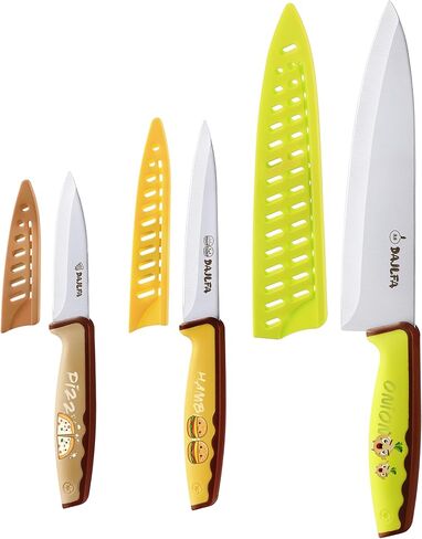 3PCS Kitchen Knives, Stainless Steel Knife Set With Sheath, 8 inch Chef, 4.5 inch Utility and 4 inch Paring Knife (Stylish Design) in Saudi Arabia