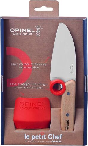 مجموعة سكاكين الشيف Opinel Le Petit، سكين الشيف مع طرف مستدير، واقي للأصابع، للأطفال، تعليم إعداد الطعام وسلامة المطبخ، مجموعة من قطعتين، صنع في فرنسا in Kuwait