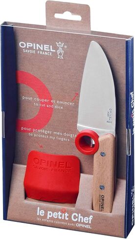 مجموعة سكاكين الشيف Opinel Le Petit، سكين الشيف مع طرف مستدير، واقي للأصابع، للأطفال، تعليم إعداد الطعام وسلامة المطبخ، مجموعة من قطعتين، صنع في فرنسا in Kuwait