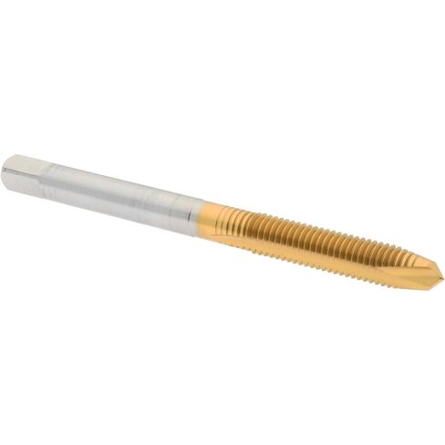 Hertel Spiral Point Tap, M5x0.8 Metric Coarse, 2 Flutes, Plug Chamfer, 6H Class of Fit, HSS, TiN Coated, 7/8" Thread Length, Right Hand, D4, 2-3/8" OAL in Saudi Arabia
