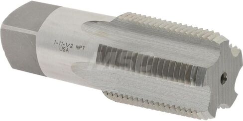 Hertel Standard Pipe Tap, 1-11-1/2 NPT, 5 Flutes, Carbon Steel, Bright/Uncoated Finish, 3-3/4" OAL, Part #793U 1 in Saudi Arabia