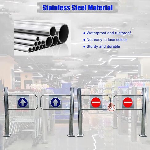 باب خروج تلقائي متأرجح، مدخل مفتوح بزاوية 90 درجة مع آلية زنبركية، بوابة للمشاة من الفولاذ المقاوم للصدأ لمتاجر البيع بالتجزئة والعدادات in Kuwait