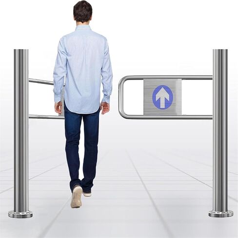 بوابة أمان متأرجحة محملة بنابض - باب مدخل أحادي الاتجاه من الفولاذ المقاوم للصدأ بزاوية 90 درجة لمتاجر السوبر ماركت والمصانع - حاجز وصول متين 160 × 100 سم in Kuwait