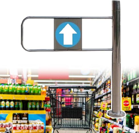 بوابة أمان معدنية عالمية لمدخل السوبر ماركت والمكتبة، باب تلقائي في اتجاه واحد، لمسة نهائية فضية متينة 60 × 97 سم - حل الوصول الآمن للفتح الأيسر in Kuwait