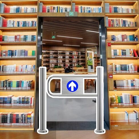 باب دوار تلقائي للمكتبات - بوابة متأرجحة آمنة في اتجاه واحد بأبعاد الفتح الأيمن 90 × 100 سم (35 × 39 بوصة) - الحل المثالي للوصول إلى المدخل الرئيسي in Kuwait