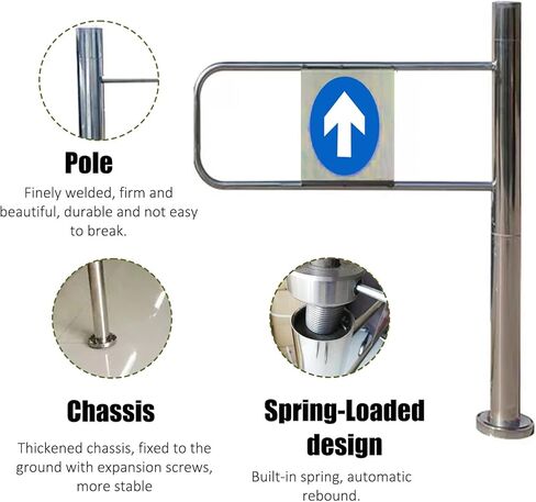 باب دوار تلقائي للمكتبات - بوابة متأرجحة آمنة في اتجاه واحد بأبعاد الفتح الأيمن 90 × 100 سم (35 × 39 بوصة) - الحل المثالي للوصول إلى المدخل الرئيسي in Kuwait