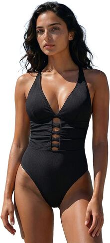 Women Solid Conservative One Piece Swimsuit Back Tie Adjustable with Chest Pad for Beach Swimming Pool Party in Saudi Arabia