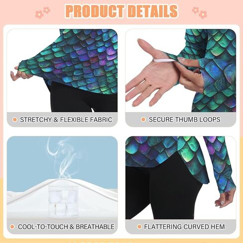 Dragon Scales Women Sun Protection Shirt Long Sleeve Crew Neck UPF 50+ Sundress for Hiking Running XS in Kuwait
