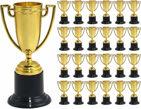 Kigeli 24 Set Mini Gold Award Trophies Bulk 3.7 Inch Awards Trophies for Kids Golden Award Trophy Cups for Sport Soccer Rewards Winning Prize Props Sports Competition Party Favor in Saudi Arabia