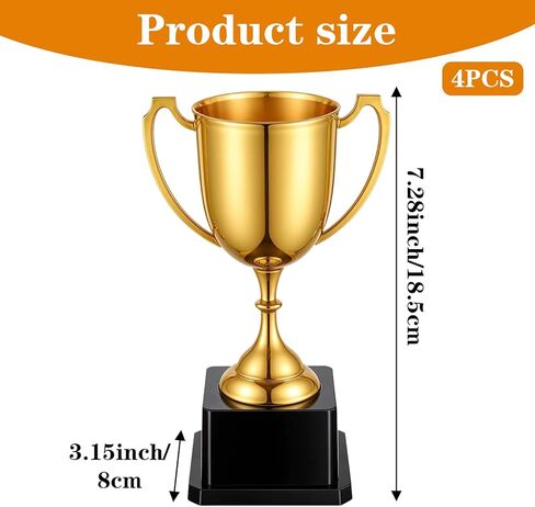 4 عبوات من جوائز الكأس البلاستيكية الذهبية، وأكواب جوائز مقاس 7.28 بوصة للمنافسة، وهدايا التقدير، وهدايا الحفلات، والرياضة، وتقدير الموظفين in Kuwait