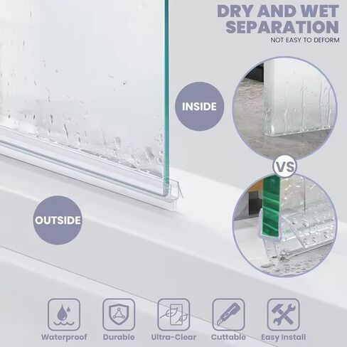 5 PCS Frameless Shower Door Bottom Seal for 3/8 Inch Glass - 5 x 15.75 Inches, Frameless Glass Door Seal Strip, 5 Sections Segmented Shower Installation Kit in Kuwait