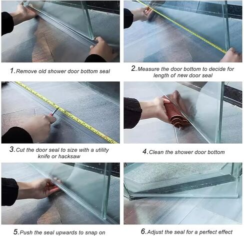 5 PCS Frameless Shower Door Bottom Seal for 3/8 Inch Glass - 5 x 15.75 Inches, Frameless Glass Door Seal Strip, 5 Sections Segmented Shower Installation Kit in Kuwait