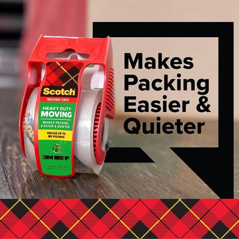 Scotch Heavy Duty Moving Packing Tape, Clear, Makes Packing Easier & Quieter, 1.88 in. x 22.2 yd., 6 Tape Roll with Dispensers in Saudi Arabia