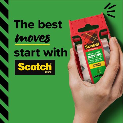Scotch Heavy Duty Moving Packing Tape, Clear, Makes Packing Easier & Quieter, 1.88 in. x 22.2 yd., 6 Tape Roll with Dispensers in Saudi Arabia