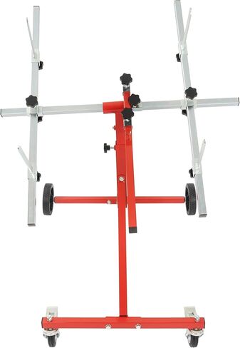 ALMULOO 180-Degree Rotating Auto Body Paint Stand with Wheels & Brakes - Adjustable Steel Rack for Hoods, Bumpers, Doors & Panels - Red/Silver Powder Coated & Galvanized in Saudi Arabia