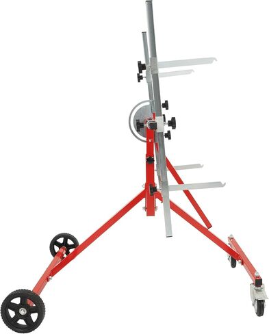 ALMULOO 180-Degree Rotating Auto Body Paint Stand with Wheels & Brakes - Adjustable Steel Rack for Hoods, Bumpers, Doors & Panels - Red/Silver Powder Coated & Galvanized in Saudi Arabia