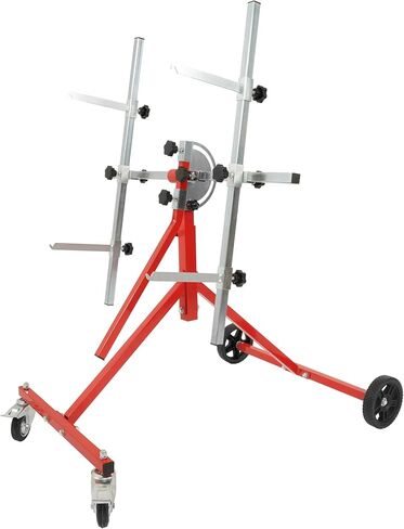 ALMULOO 180-Degree Rotating Auto Body Paint Stand with Wheels & Brakes - Adjustable Steel Rack for Hoods, Bumpers, Doors & Panels - Red/Silver Powder Coated & Galvanized in Saudi Arabia