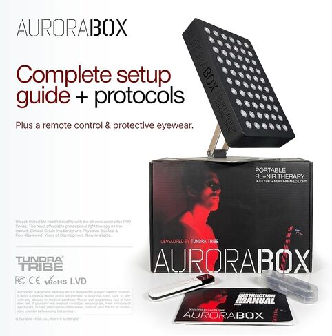 AuroraBox 60 Pro، لوحة العلاج بالضوء الأحمر ذات 5 أطوال موجية والأشعة تحت الحمراء القريبة من الأشعة تحت الحمراء المدعومة من الأطباء | تم اختباره من قبل لجنة الاتصالات الفيدرالية/CE/RoHS | 630 660 810 830 850 نانومتر | بواسطة تندرا ترايب (جيت بلاك، 60 برو) in Saudi Arabia