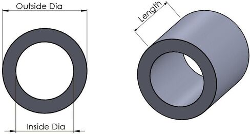 1-1/8" OD x 3/4" ID 8" طويل (2 حزمة) MetalSpacersOnline أنبوب فولاذي مستدير/فاصل أنابيب مستقيمة غير ملحومة للأنابيب ذاتية الصنع in Kuwait