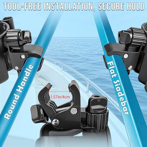 QualyQualy Boat Rail Cup Holder 2 Pack, No-Drill Clamp-On Marine Cup Holders 360° Adjustable for Pontoon Boat, Bimini Top, Grab Bar, PWC, Jet Ski, Fits Round & Square Rails 15-40mm, Boat Gifts for Men in Saudi Arabia