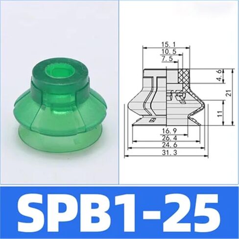 1pcs Pneumatic Ripple Vacuum Suction Cup SPB1-10 20 25 30 Large Power Green Silicone Sucker Injection Molding(SPB1-25) in Saudi Arabia