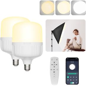 EMART 50W Dimming 3000K-6000K APP/Remote Control LED Light Bulb for Softbox Lighting Kit, Photography Lighting Soft Light Bulb for Professional Studio,Home,Office,Garden,Grow Light-1 Packs in Kuwait