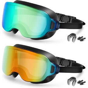 Aegend Swim Goggles Adult 2 Pack, Frameless 180°Clear Wide View Anti-Fog/UV, Fashion Men Women Pool Swimming Goggles in Kuwait