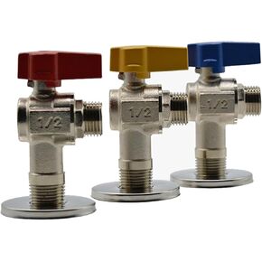 1PCS Full Copper Electroplating DN15 DN20 Large Flow Full Diameter Triangular Valve Ball core Valve 1/2 3/4 External Thread(3l4 Blue) in Kuwait