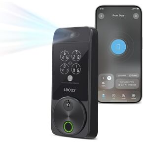 Lockly Visage Zeno Series Smart Lock, Facial Recognition & Fingerprint Keyless Entry Door Lock, Built-in Wi-Fi Deadbolt with Apple Home Key, PIN Genie Keypad, App Remote Control (Matte Black) in Kuwait