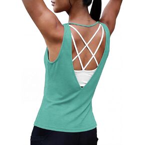 Sykooria Cotton Workout Tank Tops for Women Open Back Yoga Shirts Sleeveless Athletic Running Sports Gym Tops S-XXL in Saudi Arabia