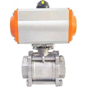 1PCS DN15 DN20 DN25 DN32 DN40 DN50 Three-Piece high Platform Pneumatic Ball Valve Stainless Steel Q611F-16P Double-Acting Cylinder(1/2") in Kuwait